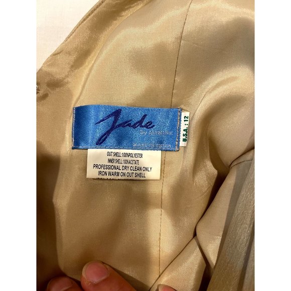 Jade Women Pleated Front Prom Dress Layered Ruffle Sleeveless Clay Gray Size 12 - Picture 7 of 8